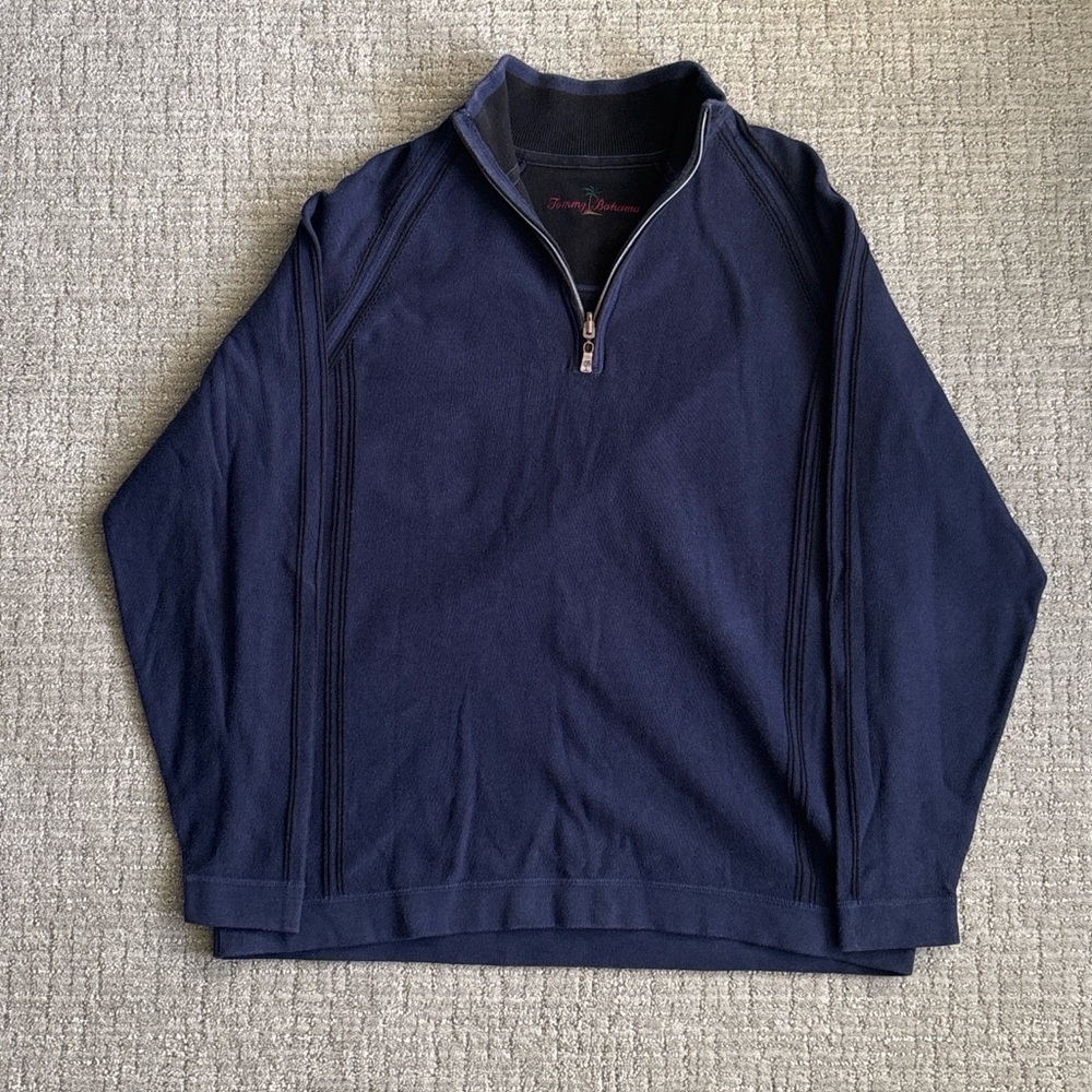 Tommy Bahama Men's Zip Up Sweater in Deep Blue